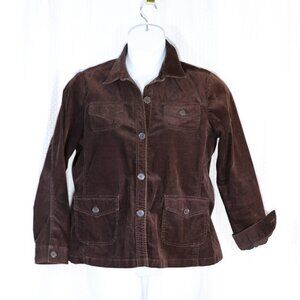 Lands' End Size L Brown button down pockets corduroy jacket